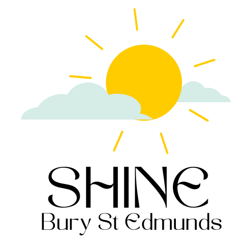 Shine logo sun coming out form behind the clouds